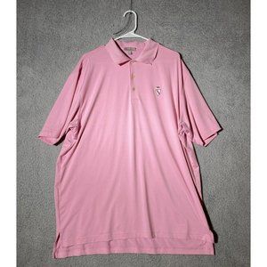 PETER MILLAR Mens XL Golf Polo Shirt St. Clair Country Club Pink Short Sleeve